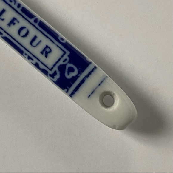 St. Dalfour Porcelain Spoon Blue White Jam Condiment Sugar 7.25" French Pottery - Picture 6 of 13